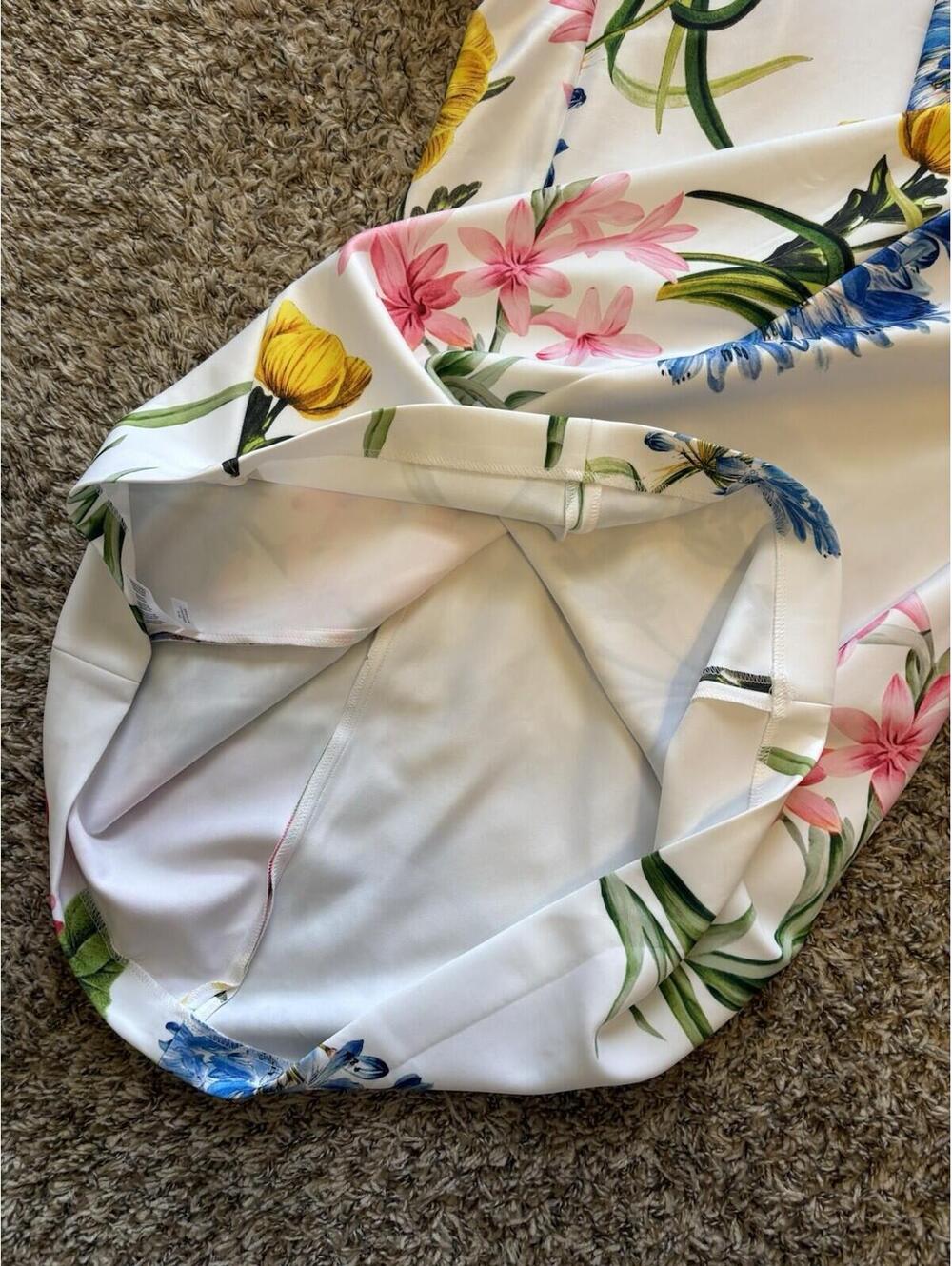 Karl Lagerfeld Paris Floral White Colorful Dress Knee Length Women's Size 20W - Picture 10 of 10